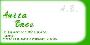 anita bacs business card